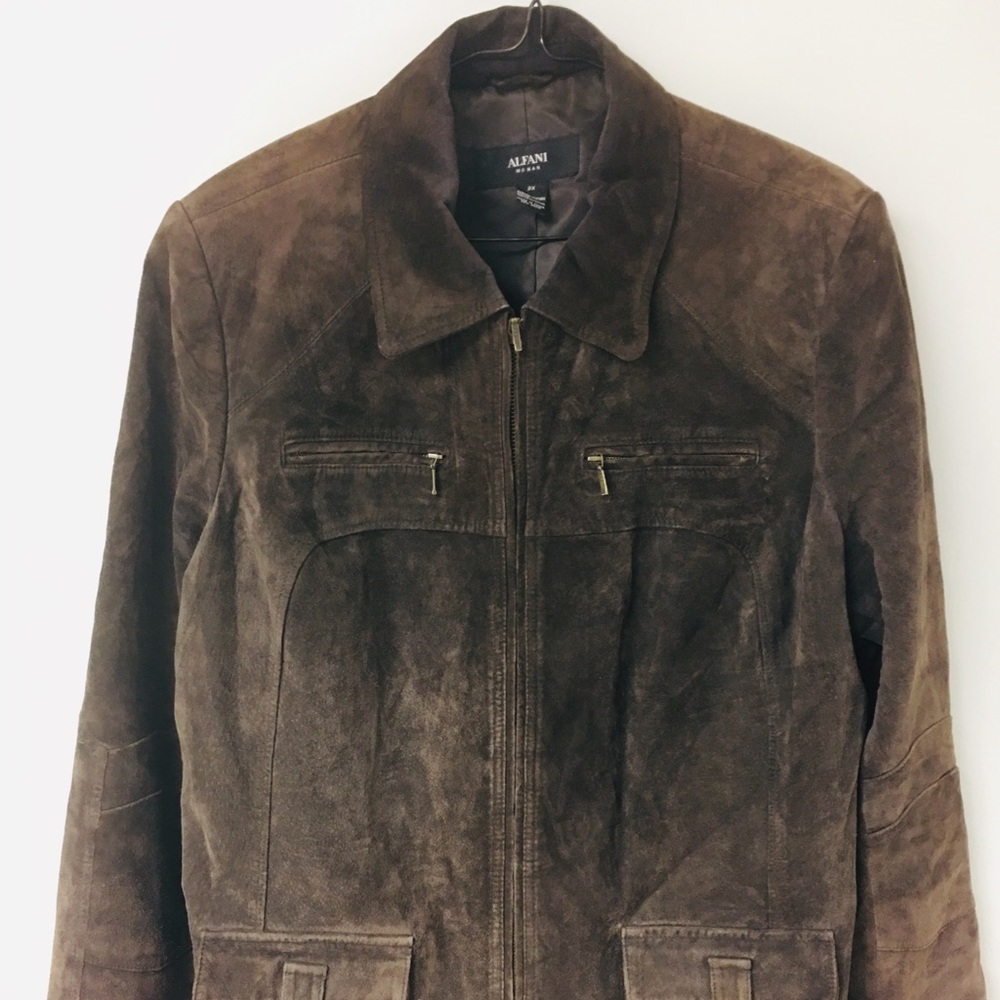 Alfani Woman genuine suede jacket 2X brown